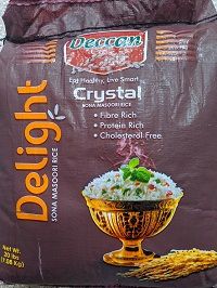 Deccan Delight Sona Masoori Rice Crystal Quality (Deccan) - 20 LB